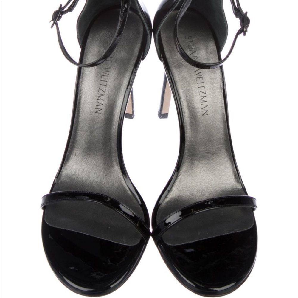 Stuart Weitzman.Nudist Sandal.Black Patent Leather - Picture 7 of 8